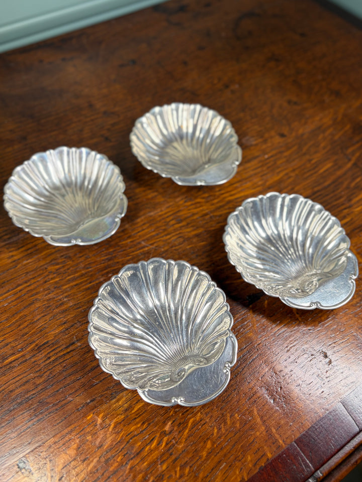 Set of 4 Small Sterling Shell Dishes