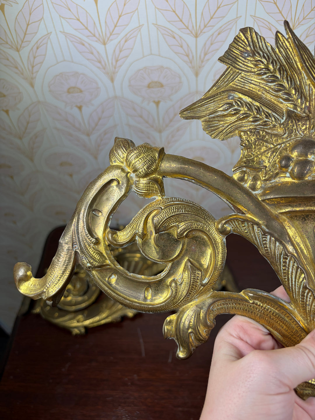 Pair of Gilt Bronze Rococo Acanthus & Cornucopia Ornamental Mounts