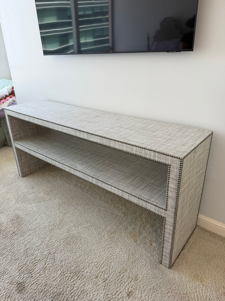 Fabric Upholstered Console Table with Nailhead Trim