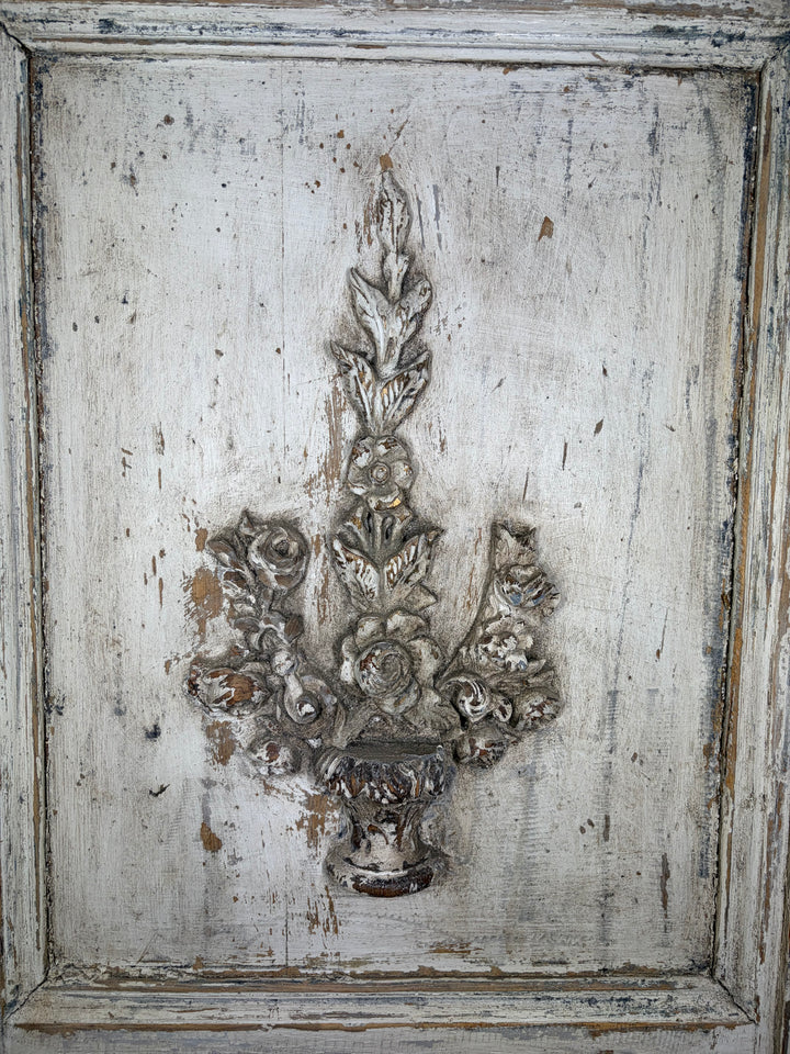 French-Style Trumeau Mirror with Carved Floral Appliqué