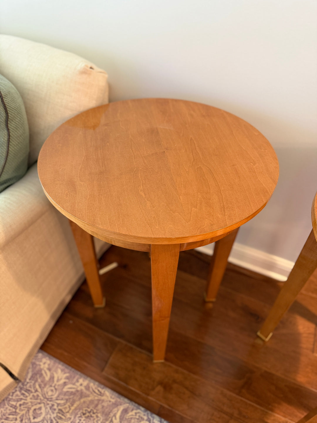 Pair of Round Cherrywood Side Tables