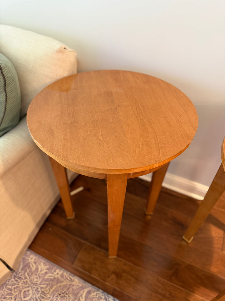 Pair of Round Cherrywood Side Tables
