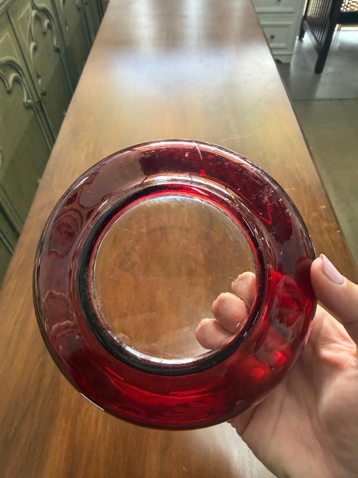 Vintage Bohemian Red Glass Bowl