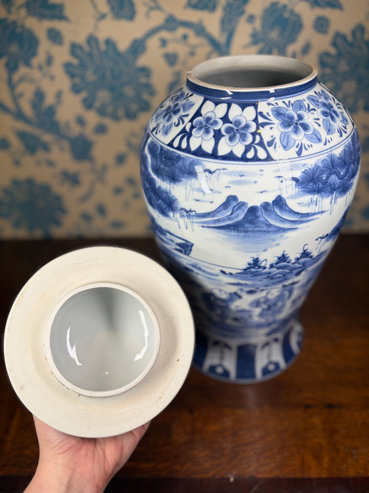 Blue and White Chinoiserie Urn
