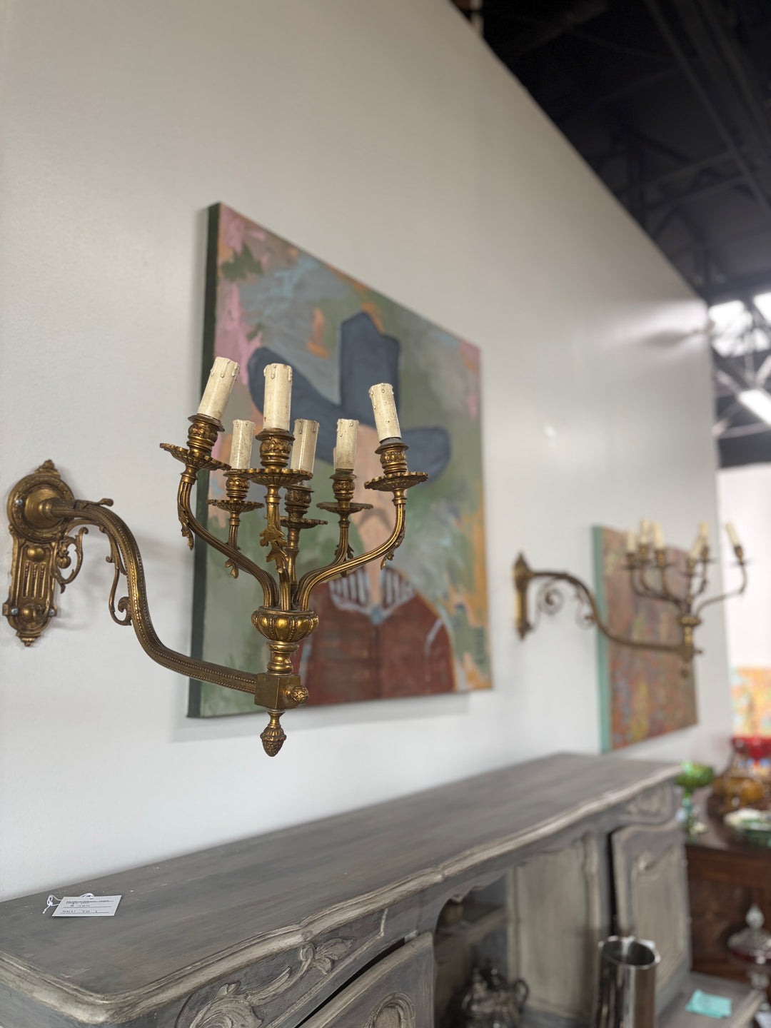 Ornate Gilt Brass Wall Sconces