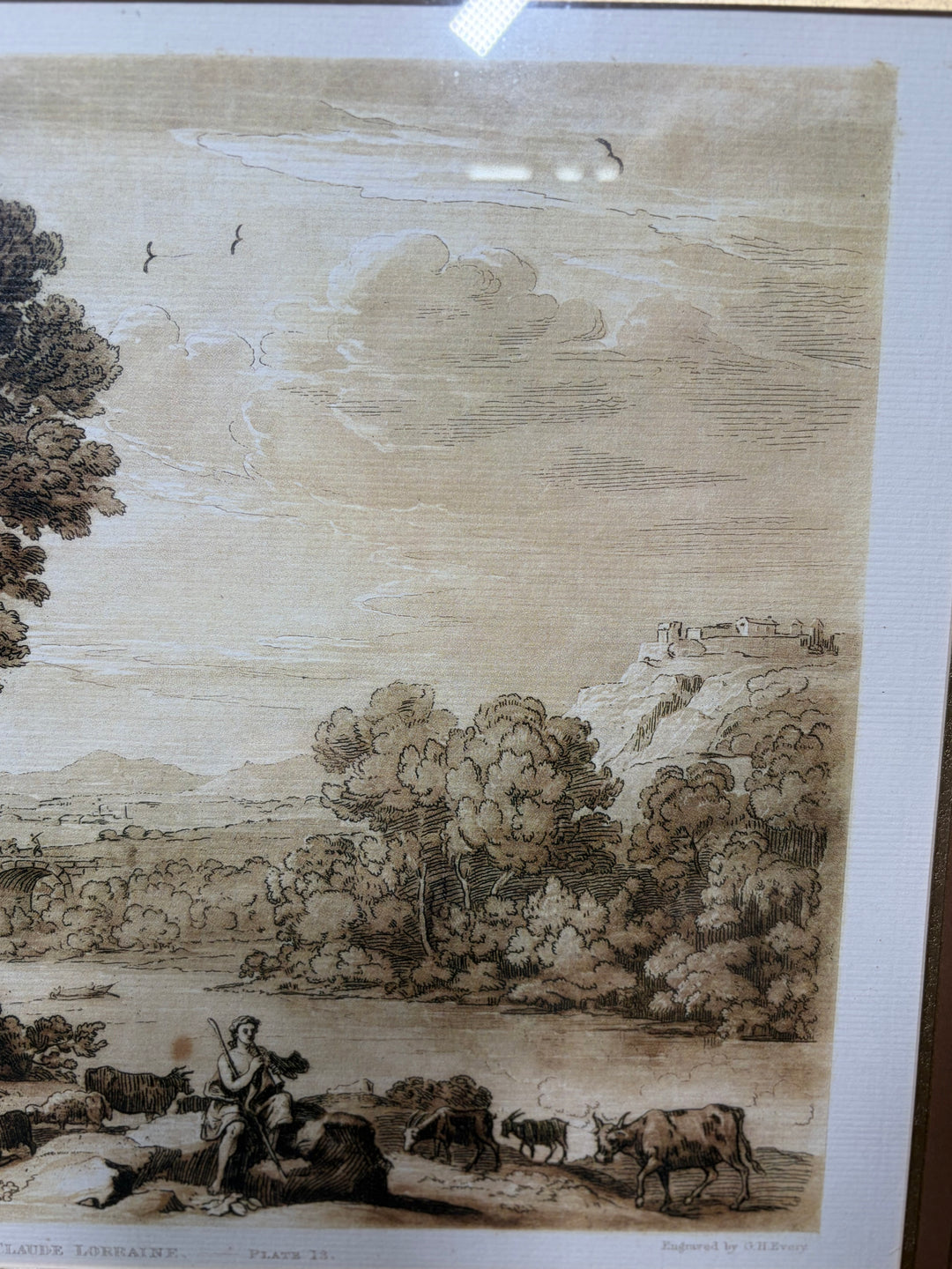 Framed Landscape Engraving After Claude Lorraine