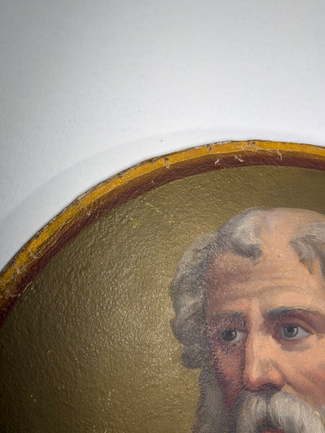 Oval Portrait Painting of Bearded Elder on Board
