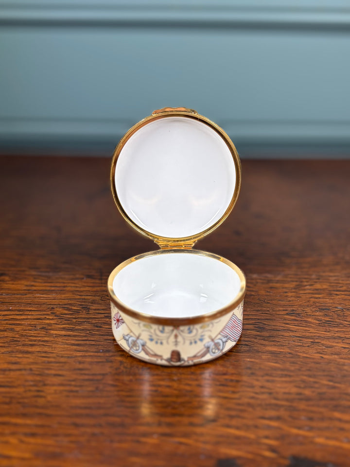 Halcyon Days George Washington Enamel Pill Box with Original Box