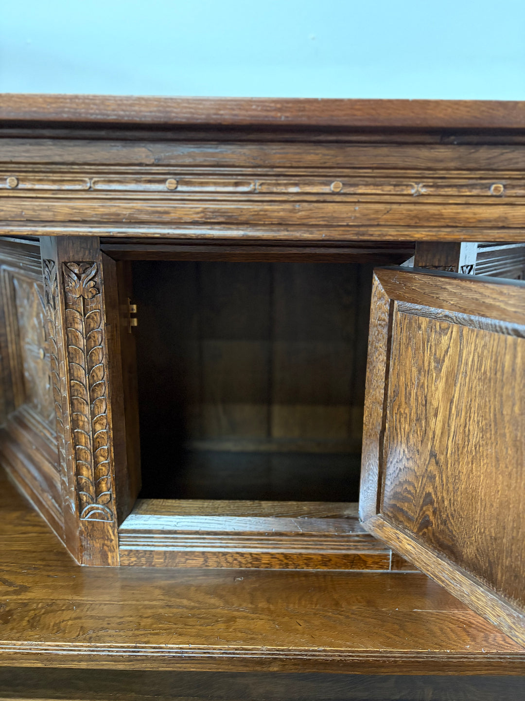 Taylor & Co England Carved Oak Gothic-Style Sideboard/Buffet