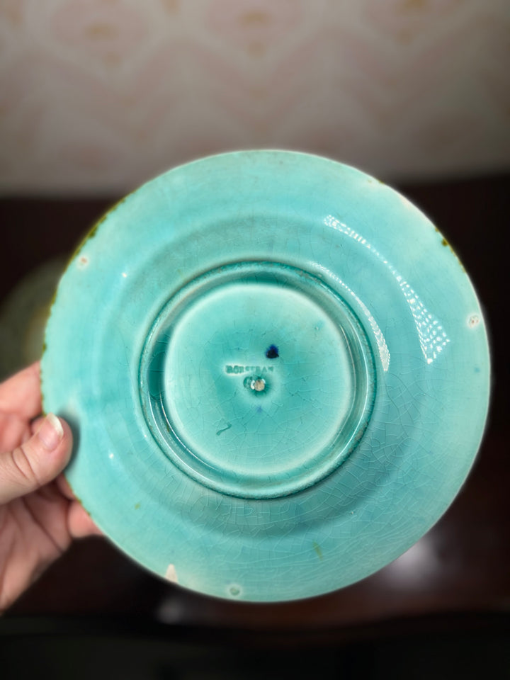 Set of Three Majolica-Style Ceramic Plates with Celtic Knotwork Border