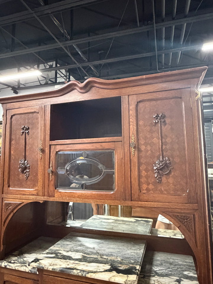 Antique Marble Top Buffet/Hutch
