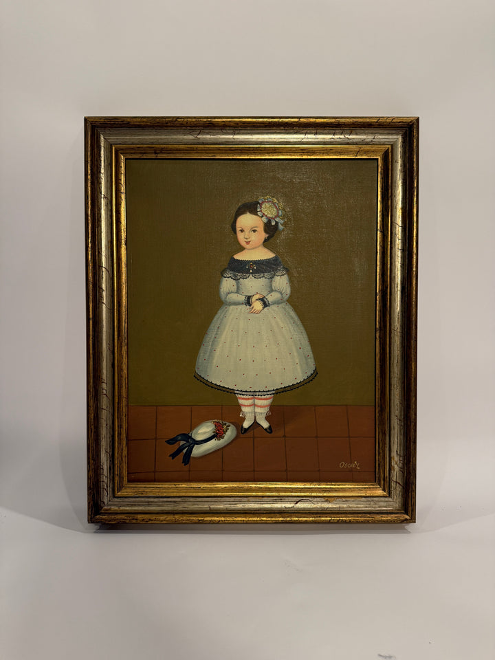 Original Oscar Bernach Oil Paintings - Set of 2, Girl and Boy