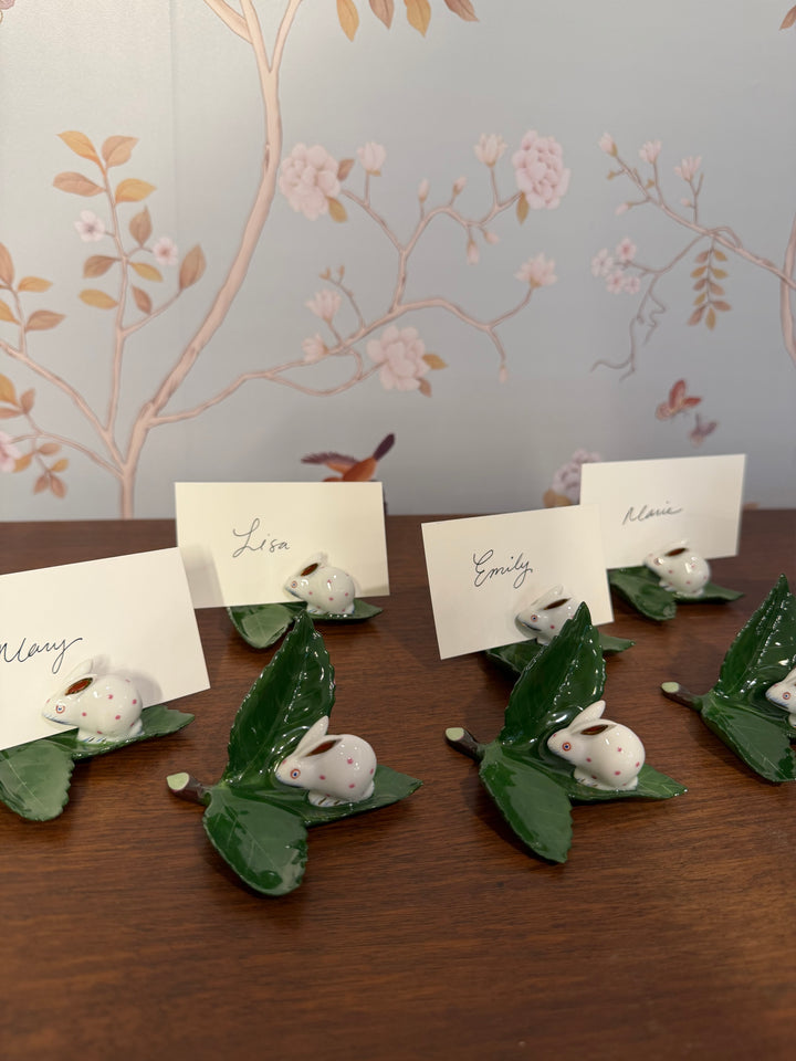 Herend Bunny on Leaf Name Card Holders (8)
