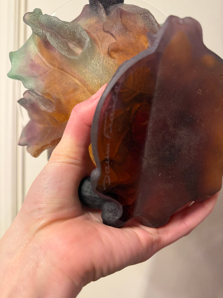 Daum France Pate-de-Verre "Figs and Lizard" Coupe Bowl