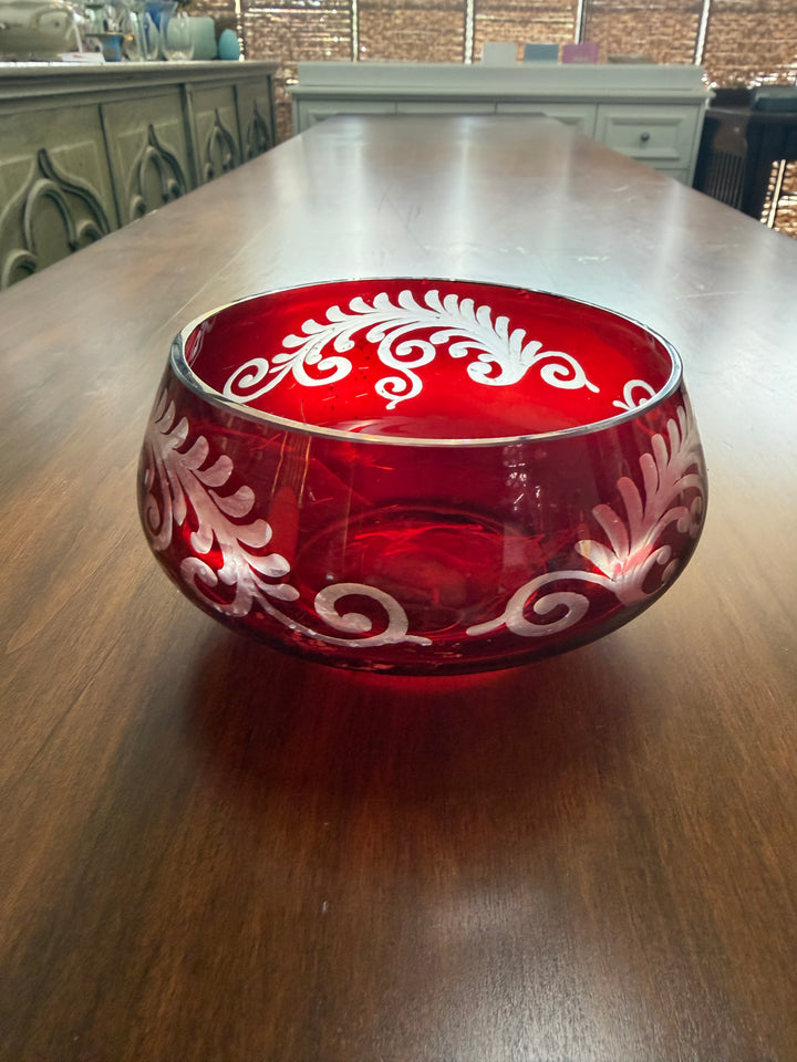 Vintage Bohemian Red Glass Bowl