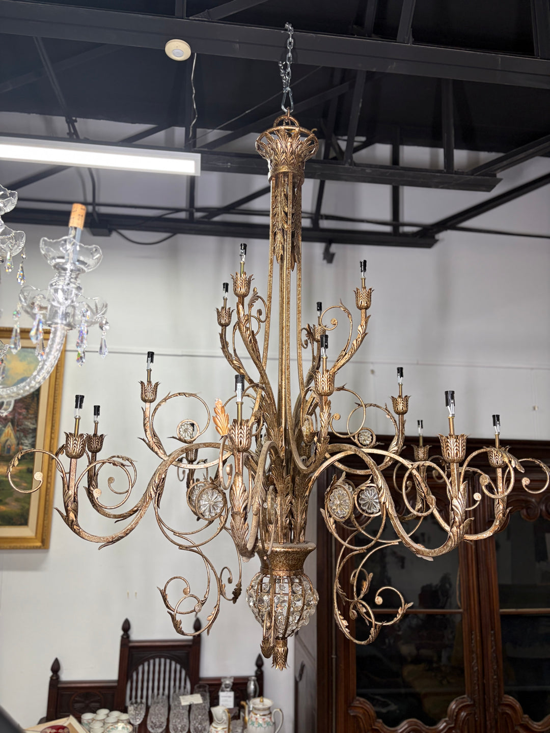 Large Multi-Arm Crystal Chandelier