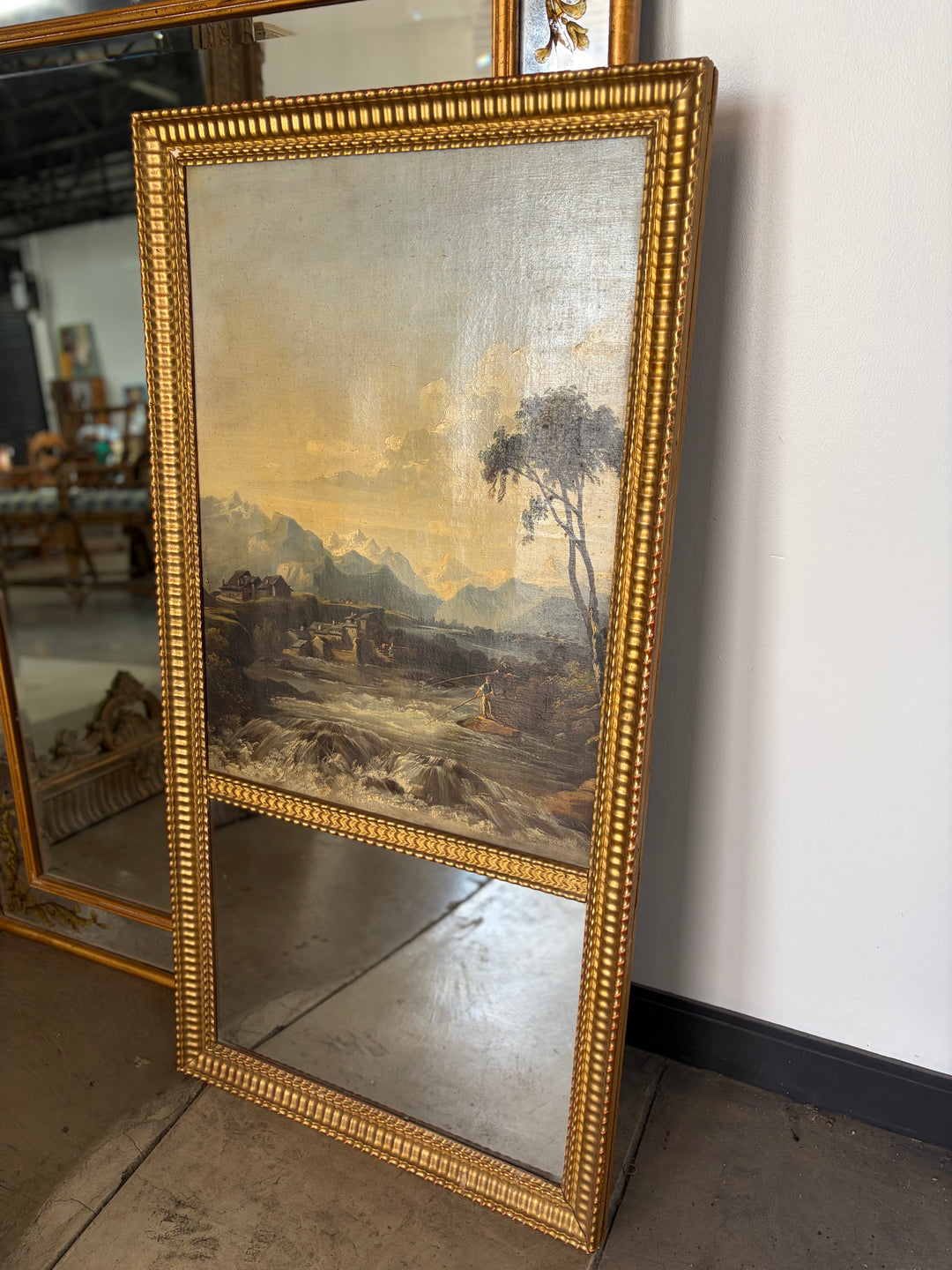 Antique French Trumeau Mirror