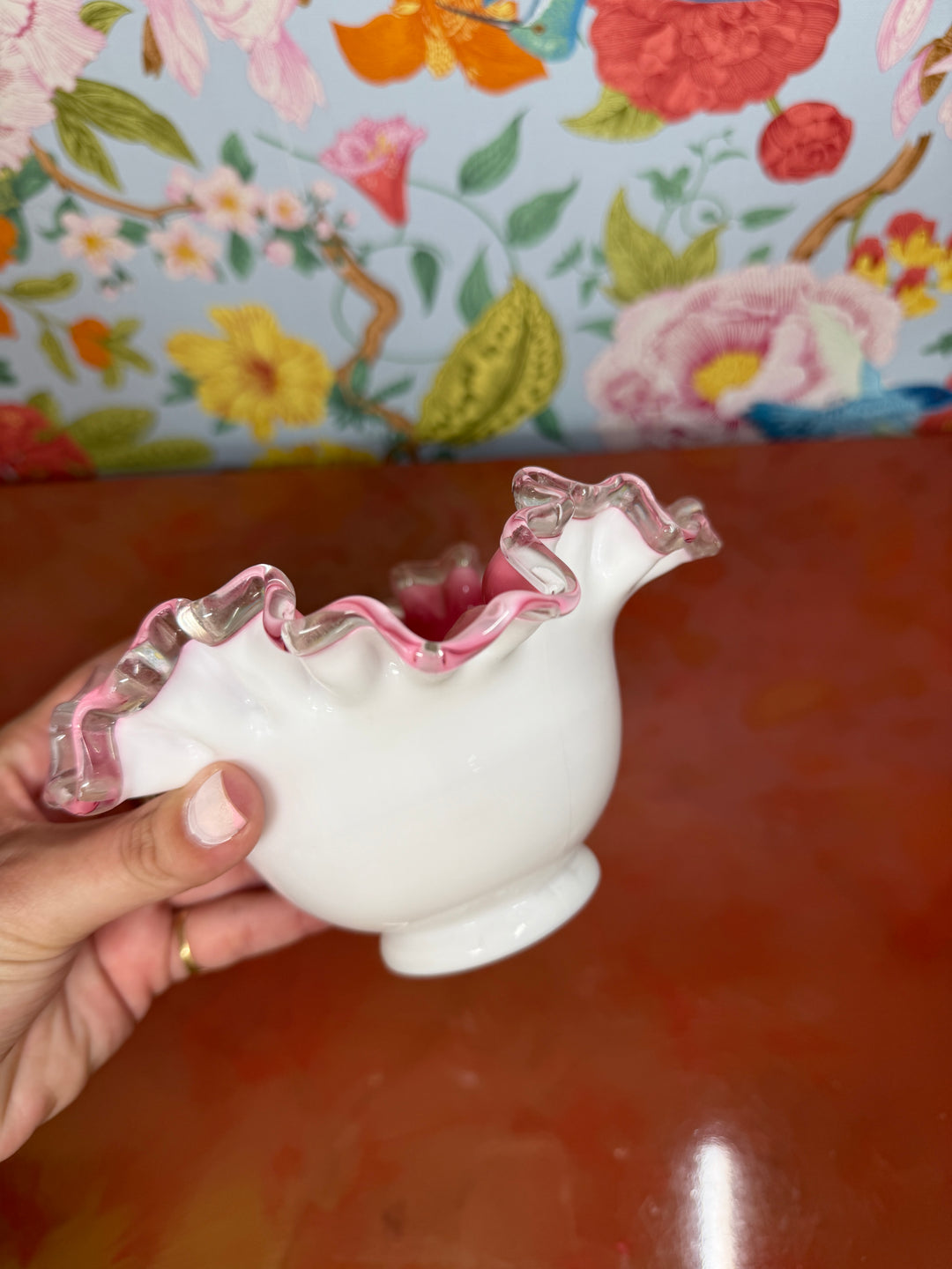 Fenton Milk Glass Ruffle Bowl