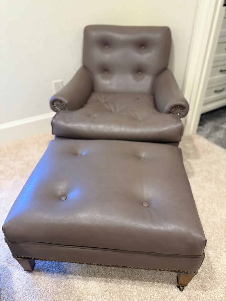 Leather Chair and Ottoman