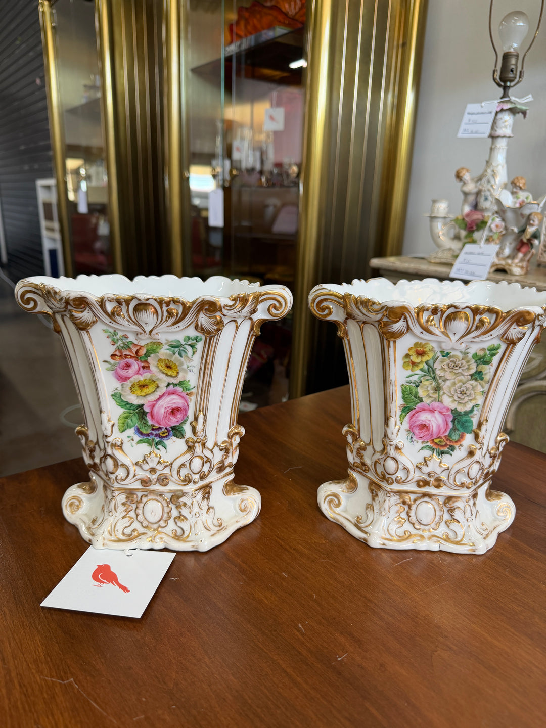 Set of 2 Antique French Porcelain Vases