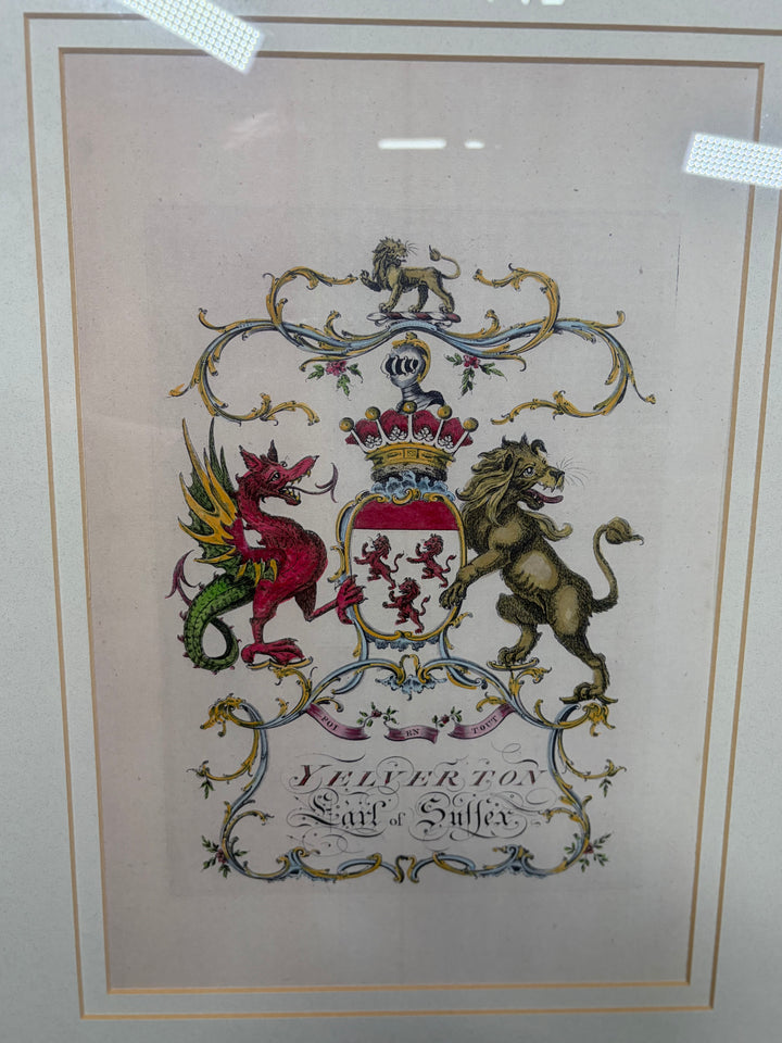 Framed Heraldic Coat of Arms Print – Yelverton, Earl of Sussex