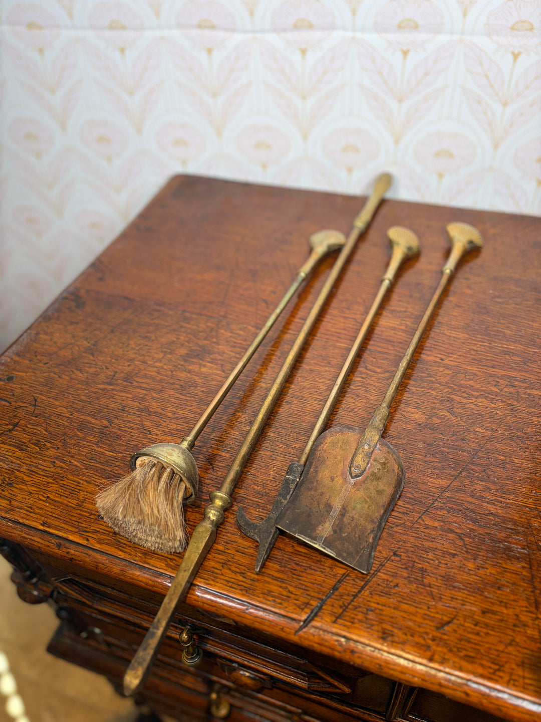 Miniature Brass Fireplace Set - 5 Pieces