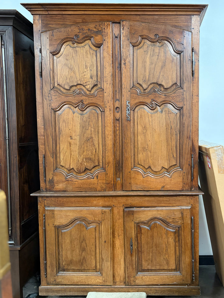 French Provincial Carved Walnut Armoire