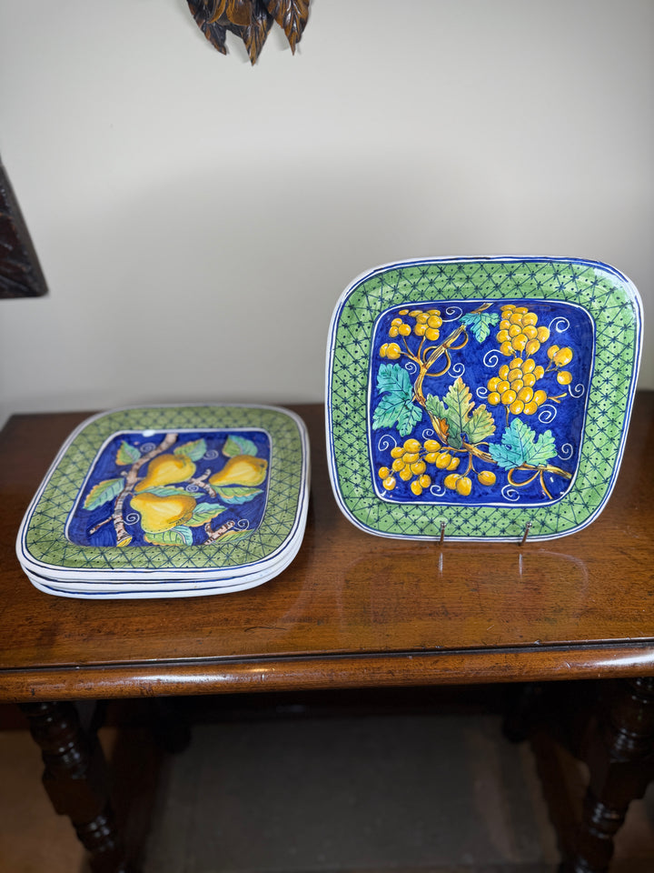 Handpainted Portuguese Service for 4 (Chalice Cups, appetizer plates, dinner plates)