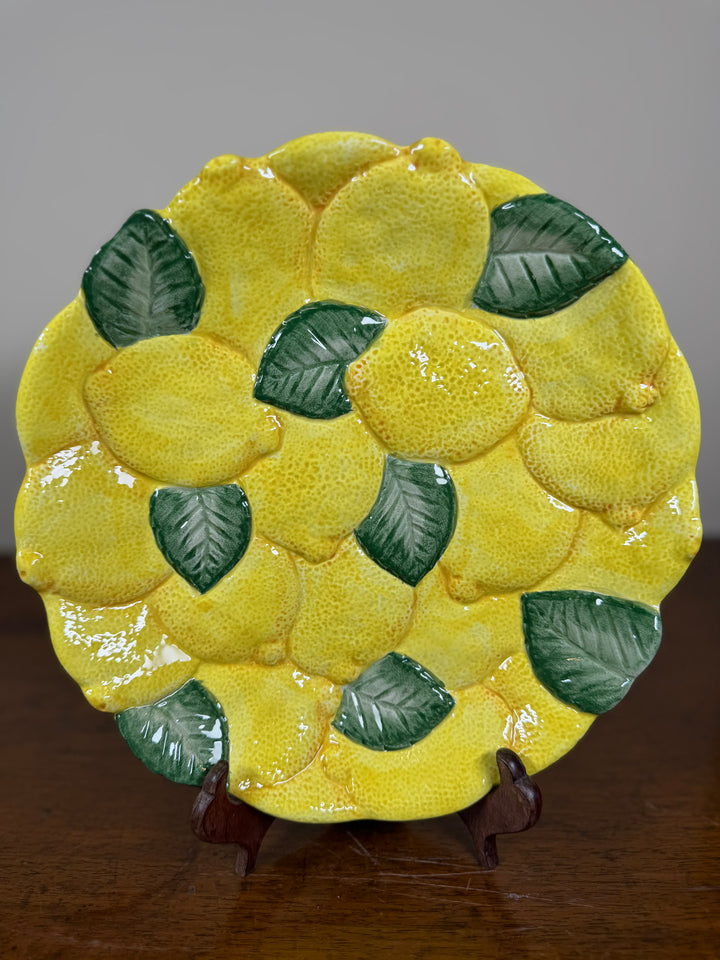 Fitz and Floyd Vintage Lemon Cups, Teapot, and Serving Plates (Priced as a set)