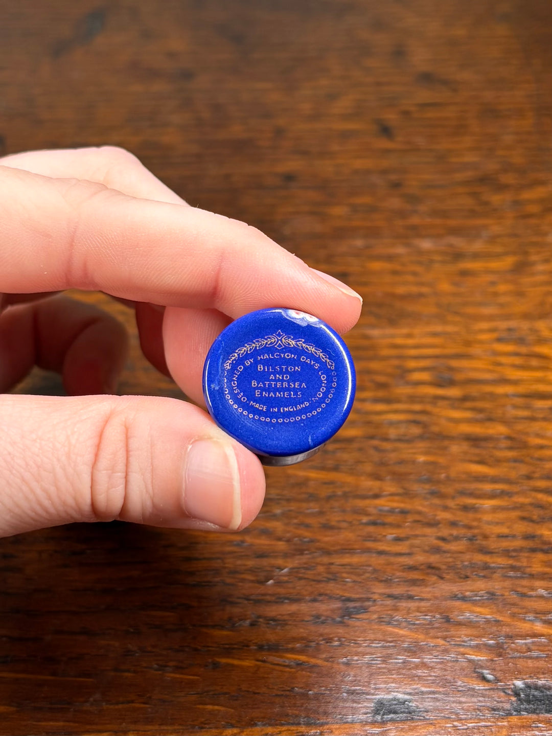 Halcyon Days “Thank You” Small Enamel Pill Box