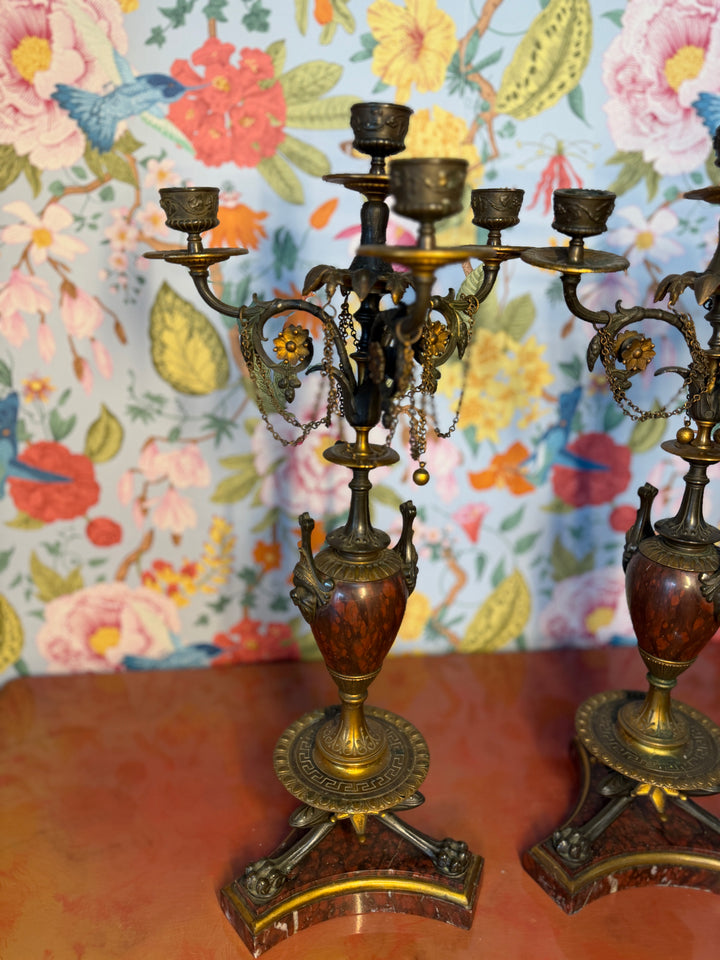 Marble Base Candelabras - Set of 2