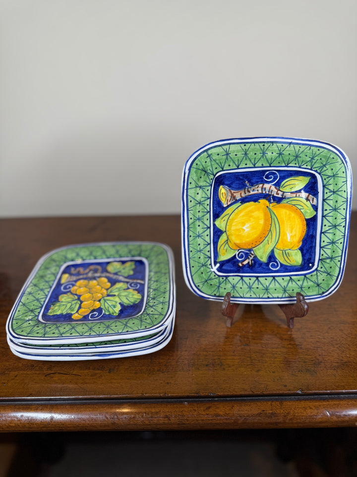 Handpainted Portuguese Service for 4 (Chalice Cups, appetizer plates, dinner plates)
