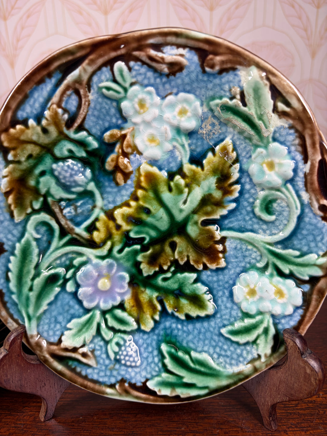 Set of Four 19th Century Swedish Majolica-Style Dessert Plates