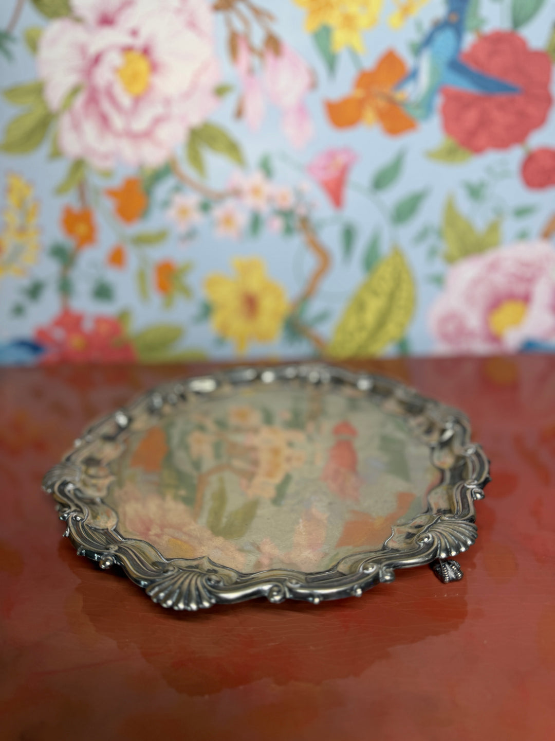 Antique Goldsmiths & Silversmiths Co HM Silver Plated 925 Footed Tray