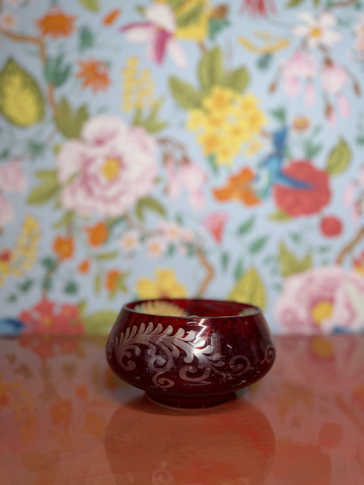 Vintage Bohemian Red Glass Bowl
