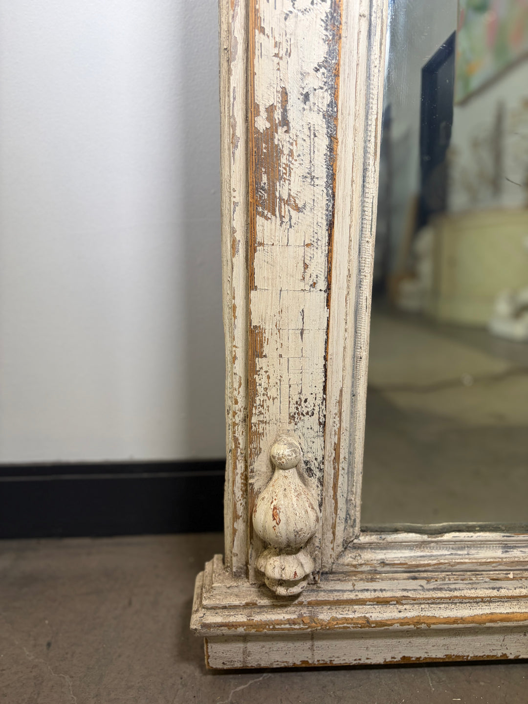 French-Style Trumeau Mirror with Carved Floral Appliqué