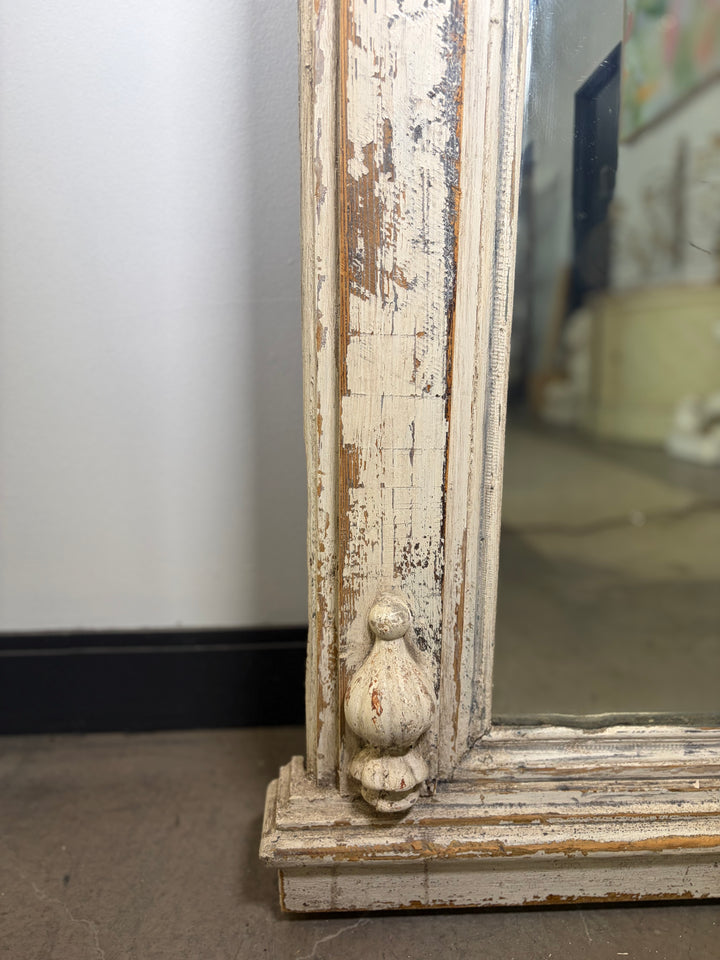 French-Style Trumeau Mirror with Carved Floral Appliqué