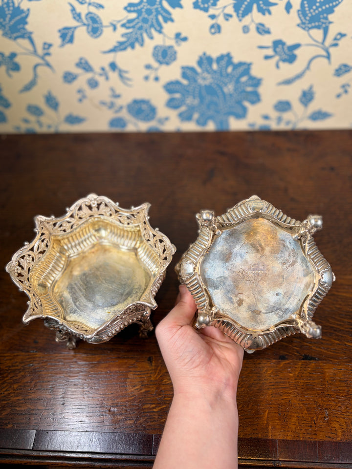 Pair of Antique Silver Plated Footed Bowls