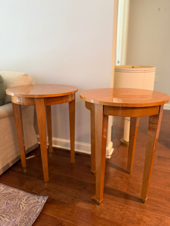Pair of Round Cherrywood Side Tables