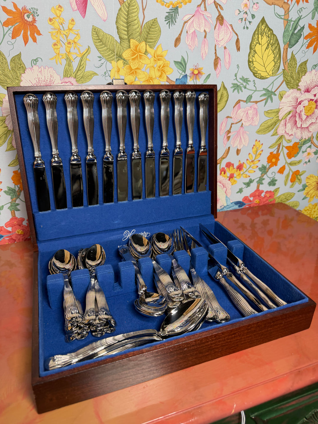 Vintage Tiffany & Co Flatware Set - Set of 16 Knives, 2 Serving Forks, 3 Serving Spoons, 16 Soup Spoons, 16 Dessert Spoons