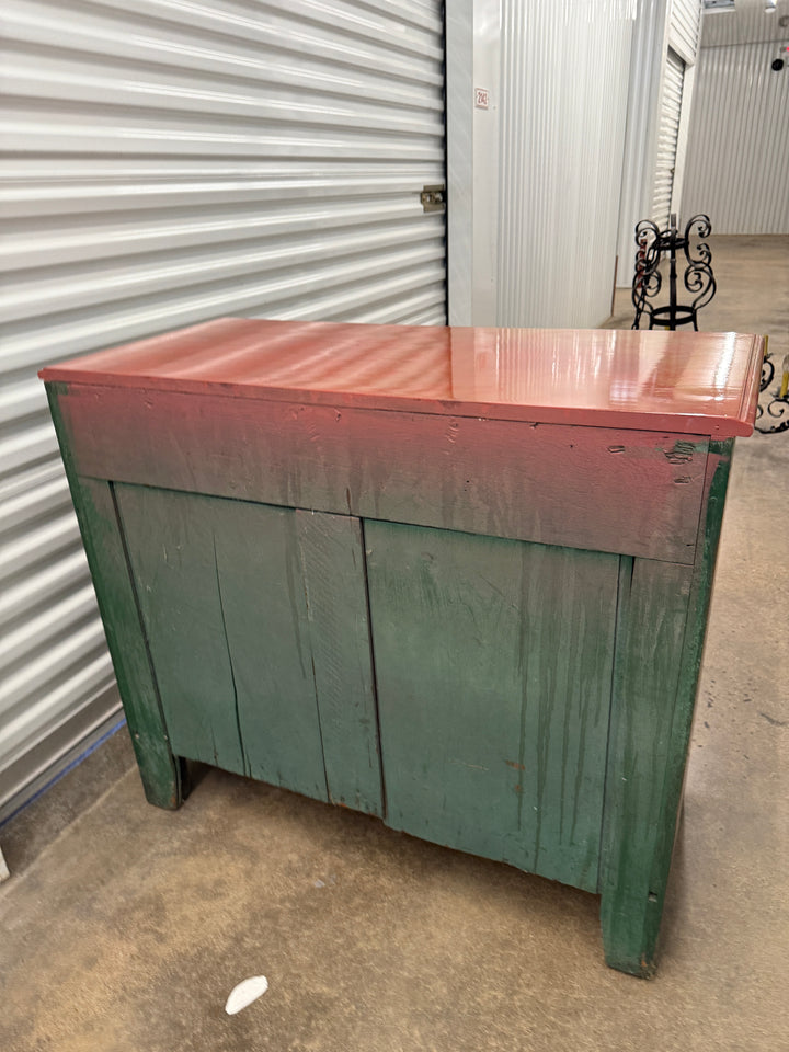 Antique Pink and Green Chest of Drawers