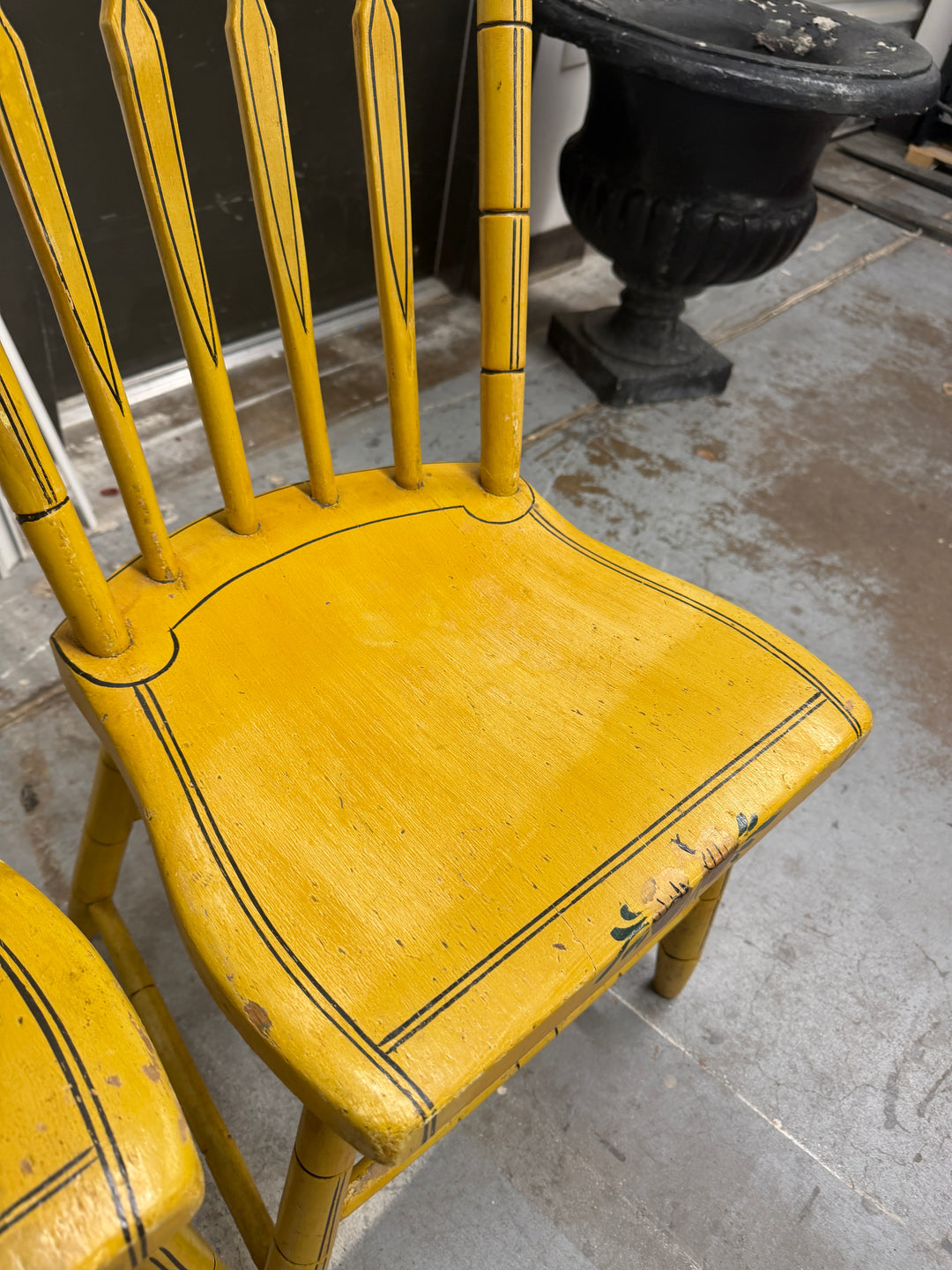 Set of 4 Vintage Wooden Hand Painted Chairs
