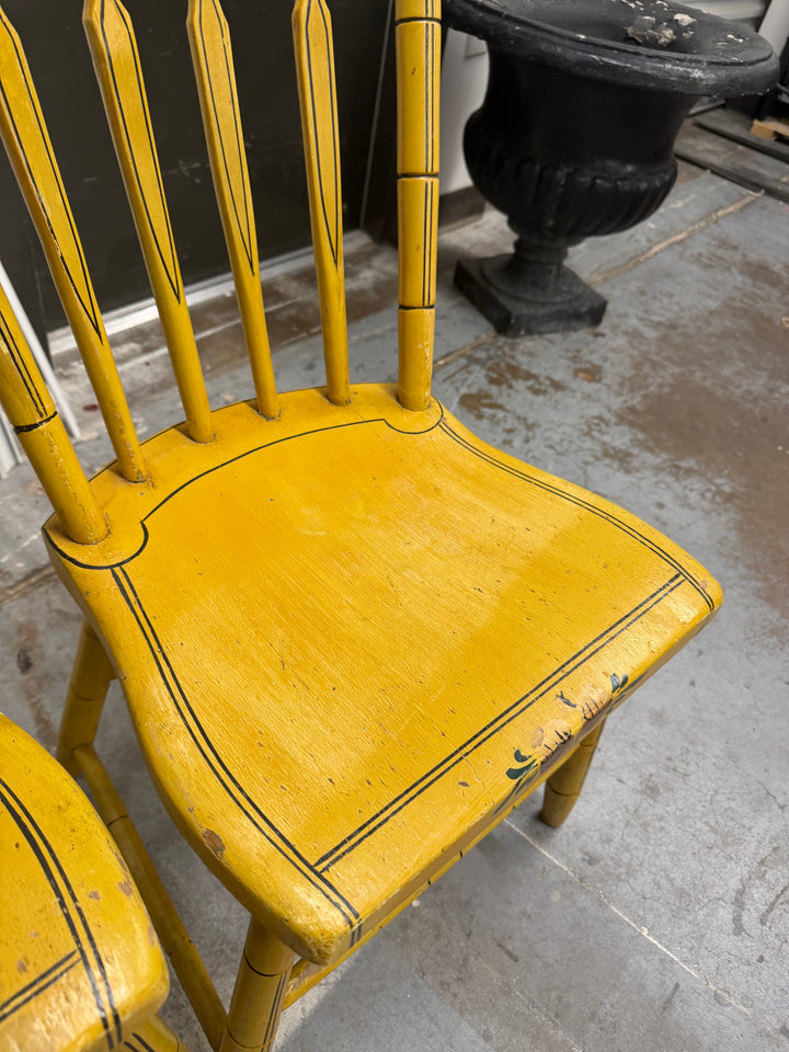 Set of 4 Vintage Wooden Hand Painted Chairs