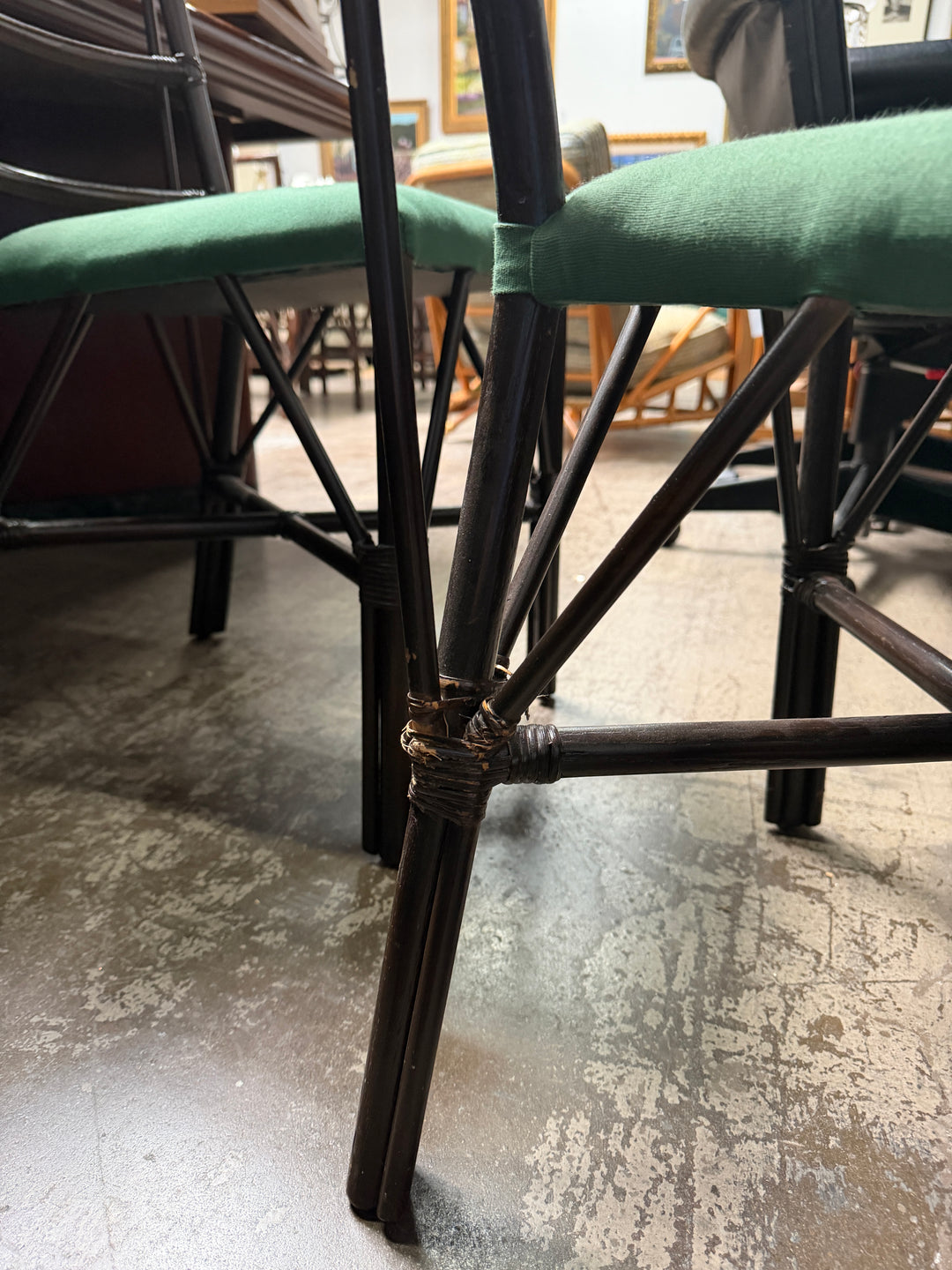 Set of 4 Vintage Dark Bamboo Chairs