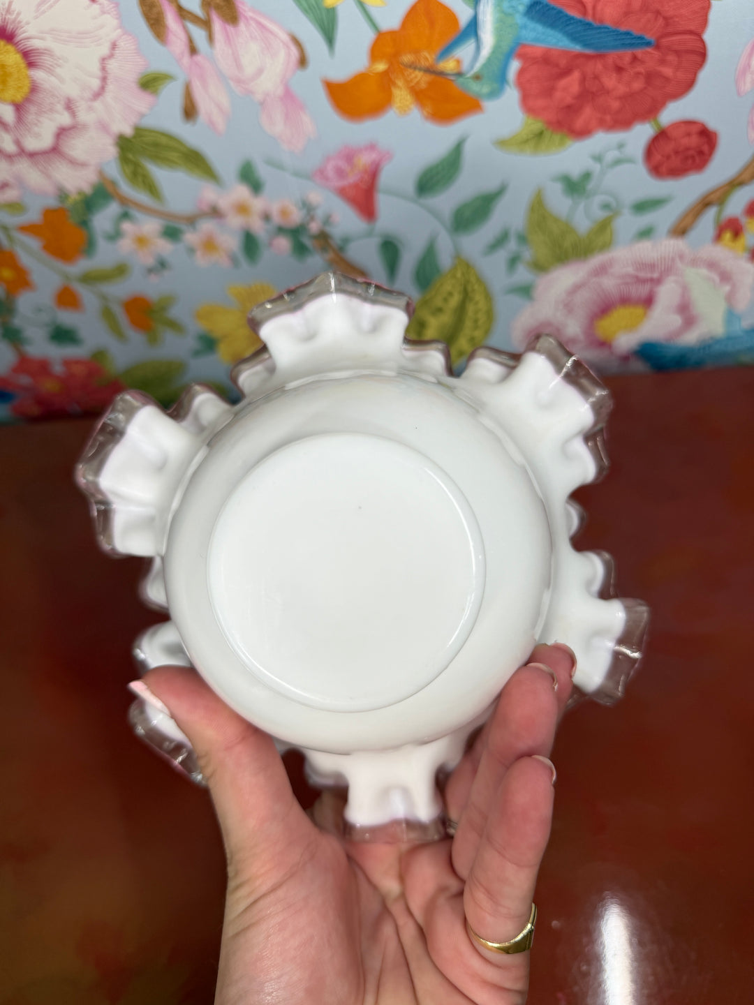 Fenton Milk Glass Ruffle Bowl
