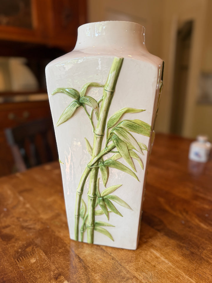 Mid-Century Majolica Bamboo Vase