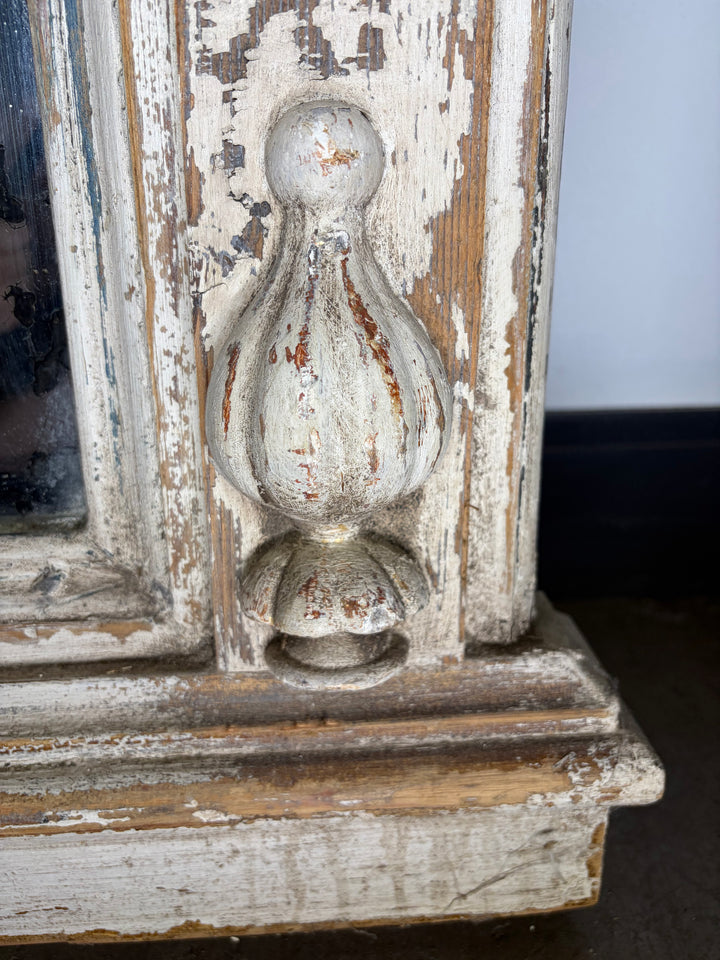 French-Style Trumeau Mirror with Carved Floral Appliqué