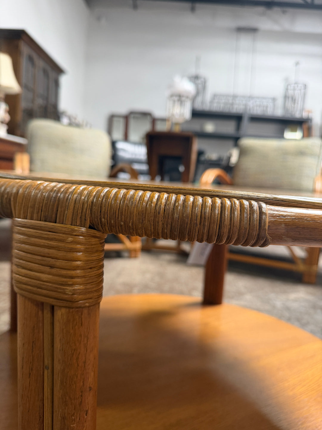Vintage Circle Bamboo Table