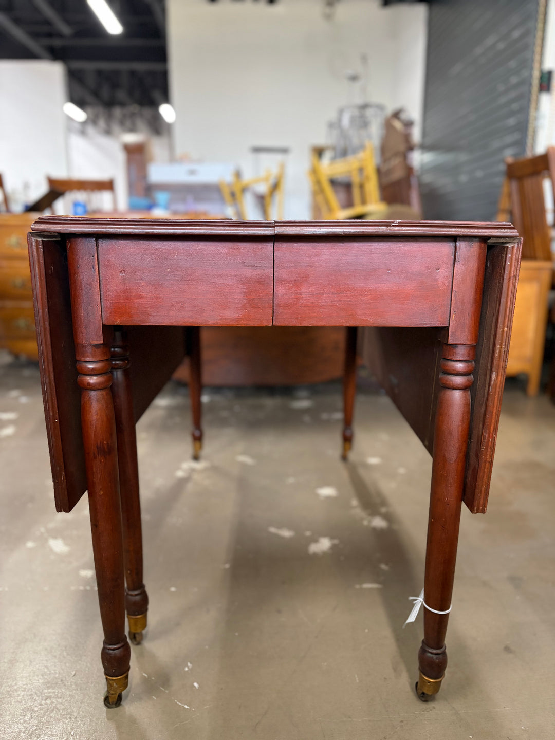 Antique Drop Leaf Table on Wheels