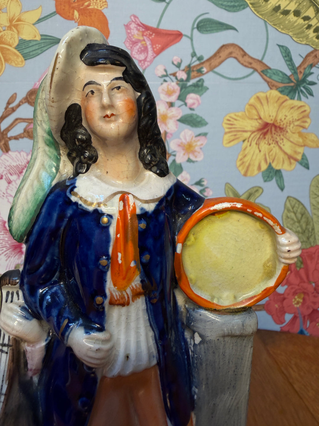 Antique Staffordshire Musicians Lady and Man